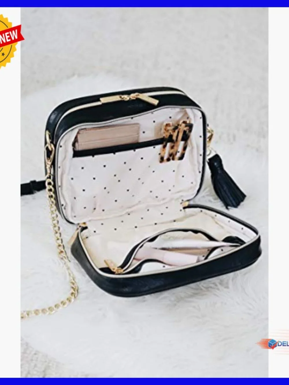 Vegan Leather Crossbody Diaper Bag with 6 Pockets, Changing Pad